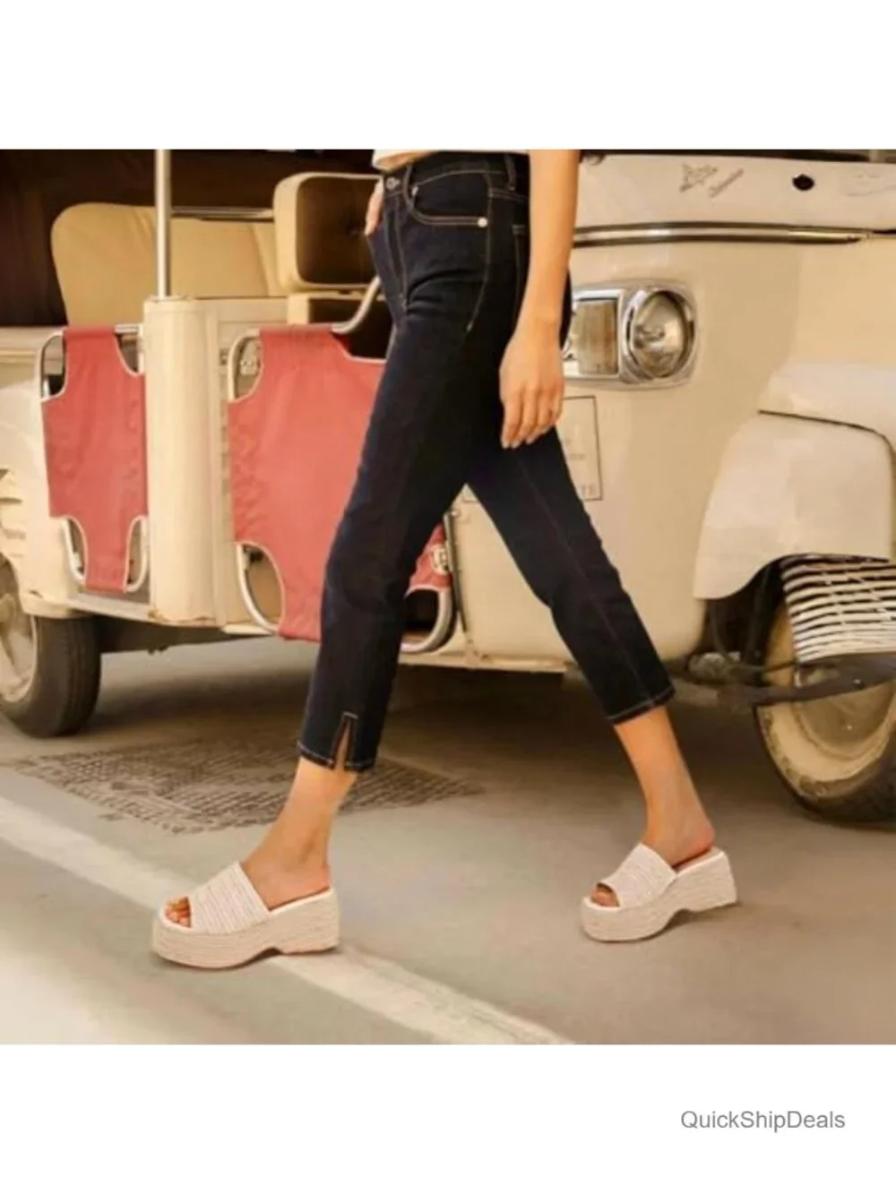 Platform Slip on Espadrille Sandals for Women Summer Wedges Slides Flatform